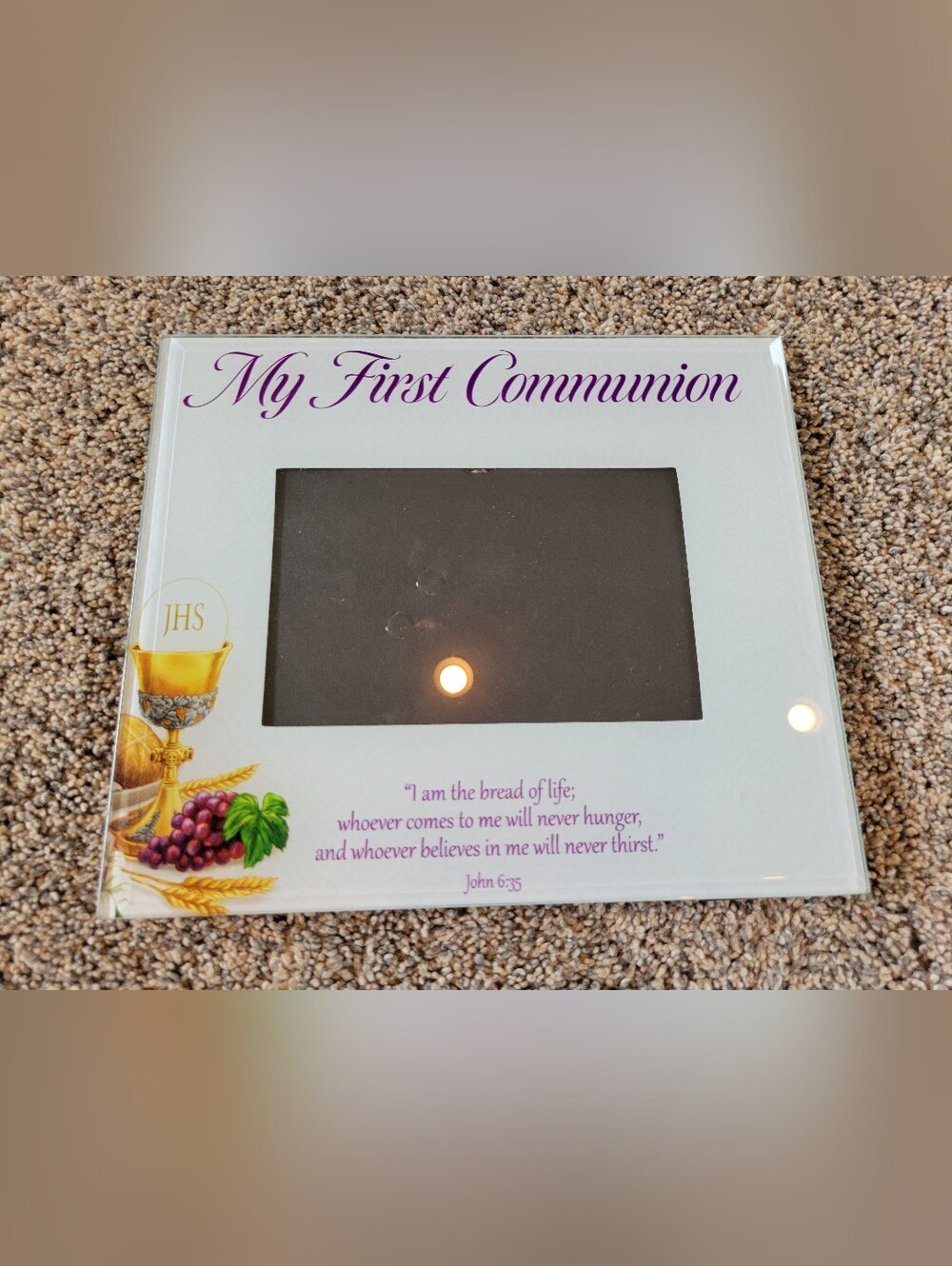 My First Communion Picture Frame with Bible Verse